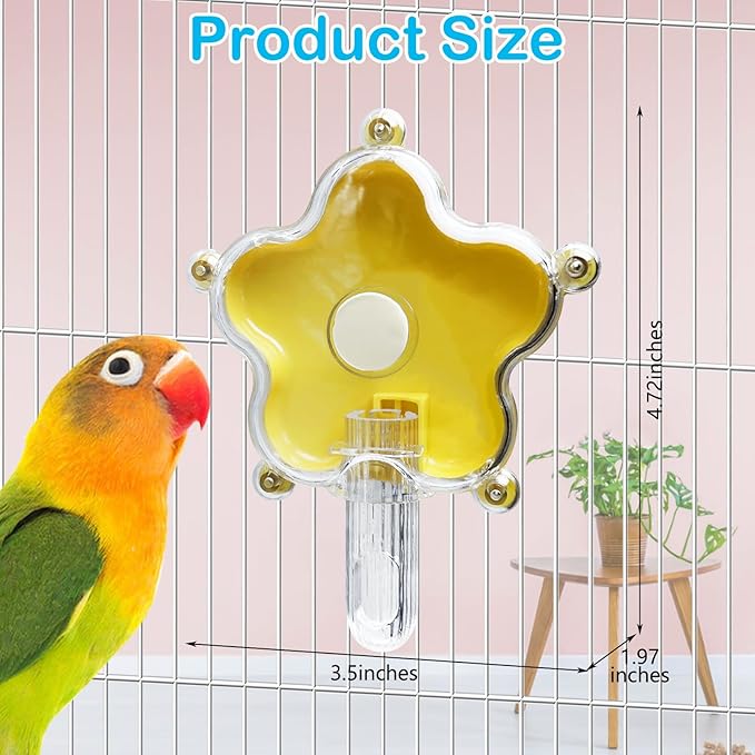 BNOSDM Bird Foraging Toys Cockatiel Foraging Wheel Parrot Cage Spinning Toys Parakeet Enrichment Puzzle Feeder Toy for Budgies Lovebirds Canaries (Yellow)