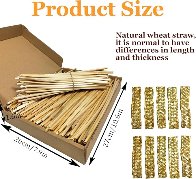 Hamiledyi Natural Bird Toys Foraging Parrot Shredding Toys Wheat Straw Chewing Toy for Cockatiel Lovebird Parakeet Budgie Small-Medium Birds (200 Pieces)