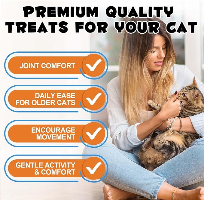 Hip & Joint Bites for Cats - Chicken Flavored Glucosamine Joint Supplement for Cats - Cat Joint Supplement for HIPS & Joints, Cat Arthritis Pain Relief, with Green Lipped Mussel, 3.7 oz