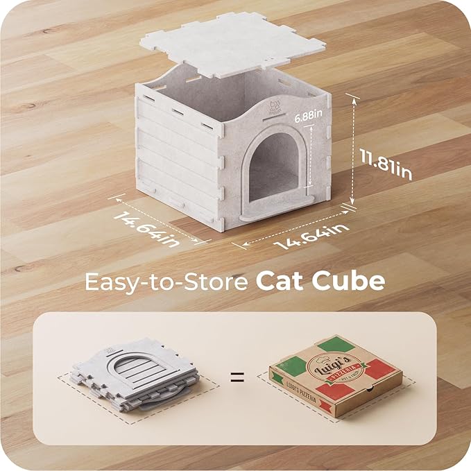 Apasiri Indoor Cat Houses for Indoor Cats, Warm Insulated Covered Cat Cave for IndoorCats House, Strong Scratch-Resistant Capacity, Sturdy Fiber, Compatible with Heating Pads, Cat