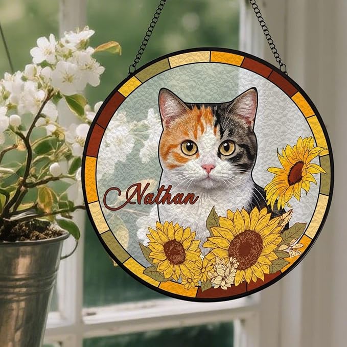 Custom Dog Portrait Stained Glass Catcher, Pet Memorial Stained Glass Photo Catcher, Staineds Glass Dog Memorial, Loss of Dogs Sympathy Gift Personalized, Pet Loss Gifts /10