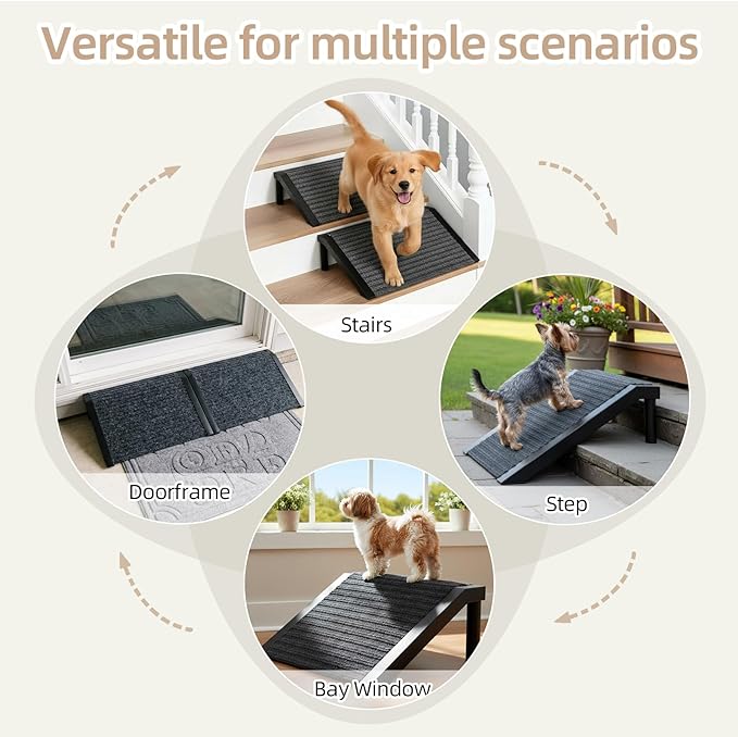 Dog Ramp for Stairs – Non-Slip Pet Steps with Locked-in Carpet & Iron Frame, Helps Senior Dogs & Small Breeds Climb Safely (2-Pack)