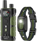 SLOPEHILL Dog Shock Collar,4200FT Dog Training Collar with Remote,IPX8 Waterproof E-Collar with Beep,Vibration,Shock,Flash Light,No Shock Mode,Electric Shock Collar for Small Medium Large Dogs,Green