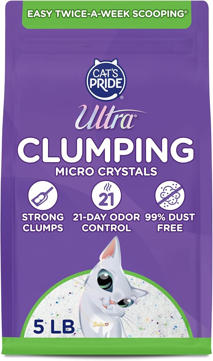 Ultra Clumping Micro Crystals Cat Litter - Dust Free, Soft on Paws, Fragrance Free - 5 Lbs.