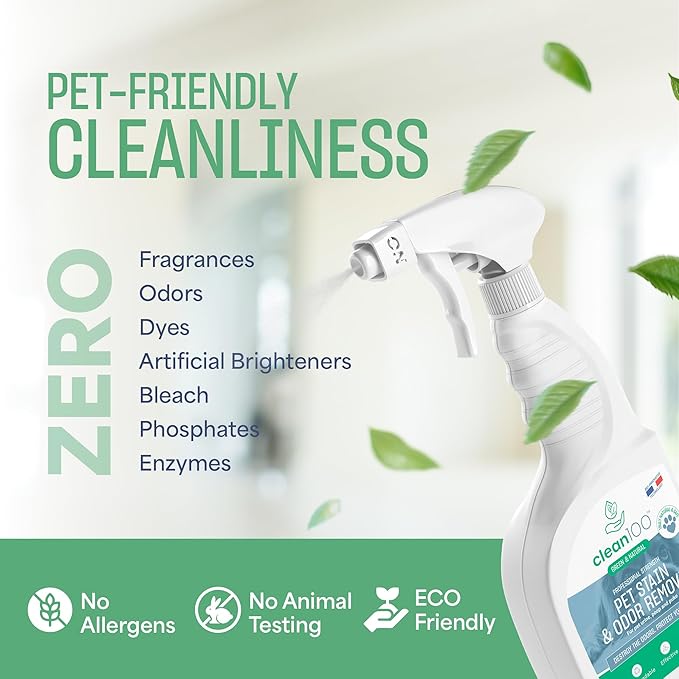 Dog Bed Deodorizer Spray Cleaner - Pet Urine Odor Remover & Stain Eliminator | 100% Natural No Enzymes Pet Stain, Dog Urine, Cat Urine Carpet Cleaner | Poop Smell & Pee Odor Eliminator