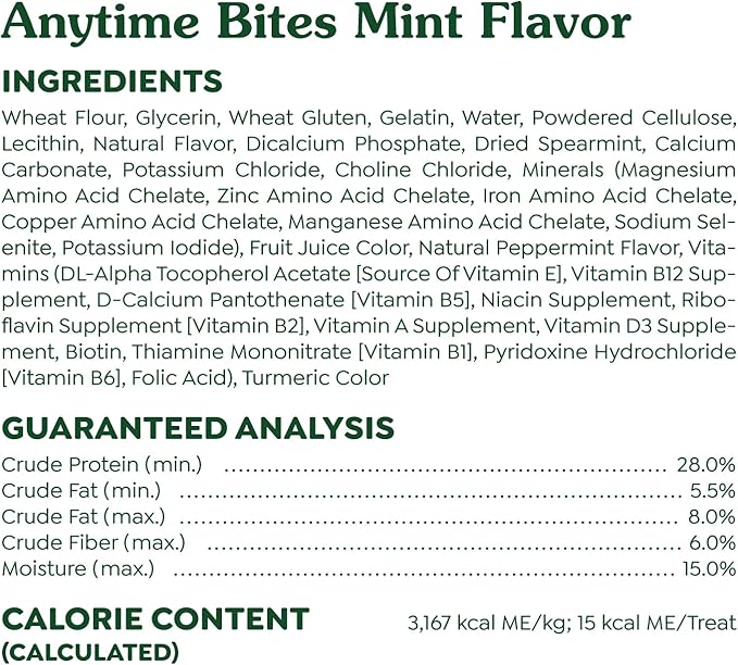 Greenies Anytime Bites Dog Treats, Mint Flavor, Dog Training Treats, 10.3 oz. Bag