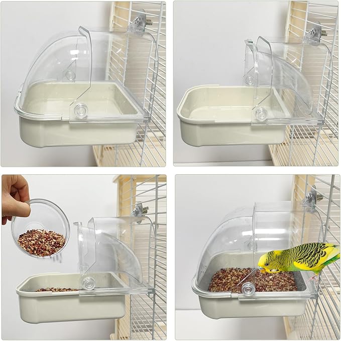 Bird Bath for Cage, Cleaning Pet Supplies Cockatiel Bird Bathtub with Hanging Hooks for Little Bird Parrots Spacious Parakeets Portable Shower for Most Birdcage (Yellow)