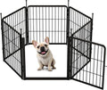 SunsGrove Dog Playpen Outdoor, Heavy Duty 24 Inch 6 Panels with Wider Door for Small and Puppy Dogs, Free and Safe Play Dog Fence Indoor, Black
