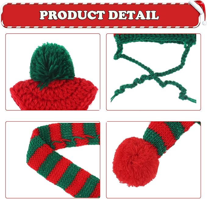 Cat Christmas Costume, Knit Pet Hat and Holiday Scarf Winter cat Outfits