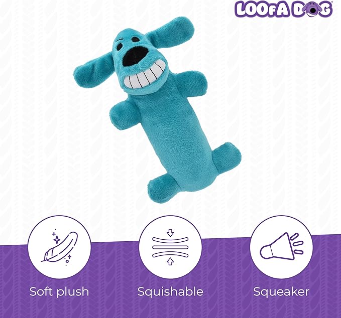 Multipet Original Loofa Dog Plush Toy - Squeaky Toy for All Dogs - Extra Soft Plush - Stuffed Animal Dog Toys for Playing (1 Count, 6”, Random Color Surprise)