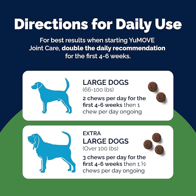 YuMOVE Hip & Joint Supplement for Dogs - Clinically Proven Glucosamine, Green Lipped Mussel , Hyaluronic Acid & Omega 3 Supports Mobility, Flexibility & Joint Comfort - 60 Chews (Large/XL Dogs)
