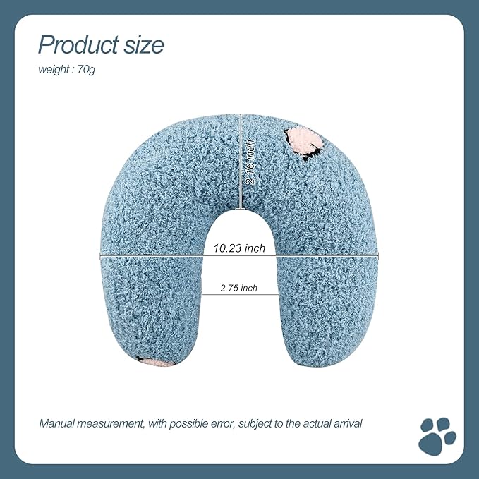 Andiker Pillows for Cats, U Shape Soft Fluffy Cat Pillow for Cat to Lay On Cats Bed Pillow Ultra Soft Pet Pillow for Cat Fluffy Cat Pillows for Indoor Cats and Puppies to Improve Sleep Quality(Blue)