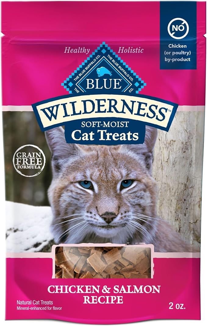 Blue Buffalo Wilderness Grain Free Soft-Moist Chicken & Salmon Cat Treats, 2-oz. Bag