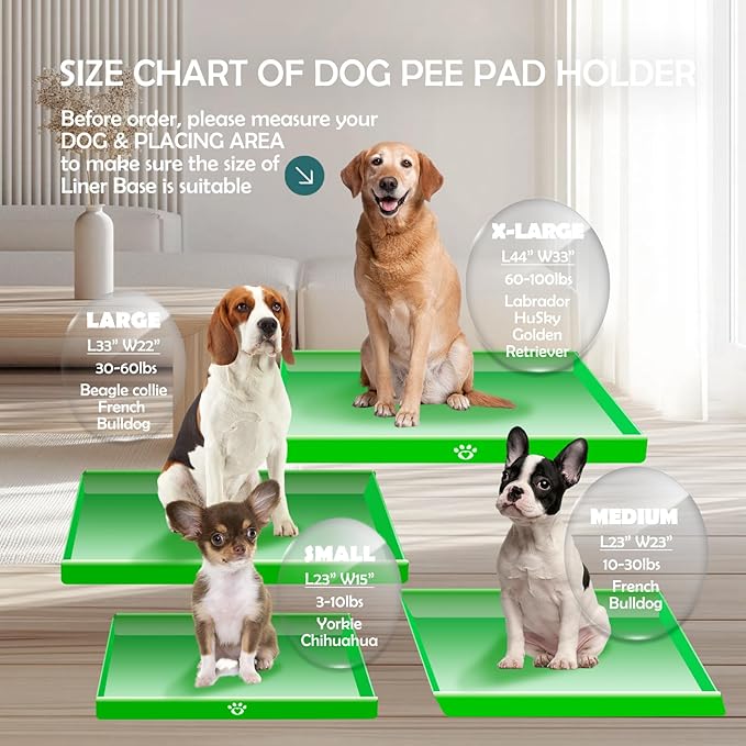 MEEXPAWS Dog Pee Pad Holder Tray Foldable, Puppy Pad Holder Liner Base High Side, Dog Litter Box Indoor for Large Dog 44’’x33’’, Training Pad Holder Leak-Proof, Potty Pad Holder for Dogs Easy Clean