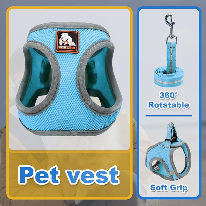 Dog Harness Medium Sized Dogs, Puppy Harness and Leash Set for Training, Running, Walking, Suitable for Small and Medium Dog Vest, Blue, XS