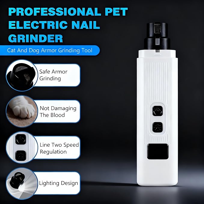 Silent Groom Pro Pet Nail Grinder| Low Noise Quiet Claw Trimmer for Dogs, Cats and Other Animals | Safe & Stress Free Nail Grooming, Ideal for Sensitive Dogs of All Breeds & Sizes (White)