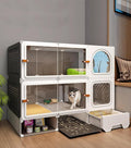 Cat Cage Cat Enclosure with Litter Box & Clear Sliding Door, Expandable Cat Playpen, Detachable Metal, Cat Cage Indoor and Outdoor, Ferret Cage, Rabbit Cage (Two Layers with Storage Space)