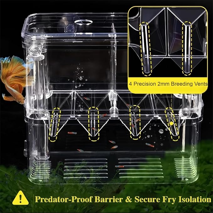 Aquarium Fish Breeder Box Hatchery Incubator,Multi-Functional Acrylic Breeder Isolation Box Hatching Incubator Box for Fish Fry Shrimp Little Turtle Betta Fish