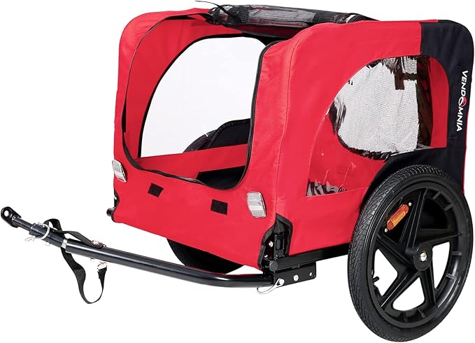 2-in-1 Dog Bike Trailer & Pet Carrier with Quick-Release Wheels, Foldable Steel Frame & Non-Slip Floor, 88 lbs Capacity for Medium/Small Dogs, Compatible with 20"-29" Bicycles