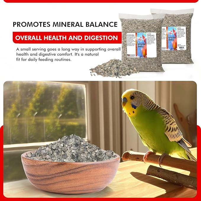 Morning Bird Oyster Shell for Birds 18 lbs (2-Pack, 9 lbs Each) – Natural Calcium Supplement – Sustainably Harvested from California Coast – Easy to Mix – Safe Year-Round Bird Food Additive