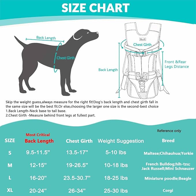 Lukovee Dog Backpack Carrier, Legs Out Easy-fit Dog Front Carrier for Small Medium Dogs, Adjustable Hands Free Dog Chest Carrier for Hiking Cycling (B,Large)