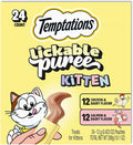 Temptations Puree Kitten Treats Lickable, Chicken and Salmon Variety Pack, 24 Pouches