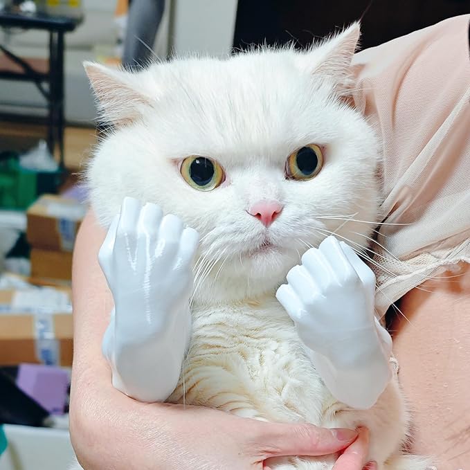 3D Printed Cat Muscle Arms, Halloween Cat Costume Accessory Neck Arms for Pet Cosplay, Lightweight Muscular Arms for Cats Birthday Party Supplie, Halloween Unique Costume Prop for Pets (White)