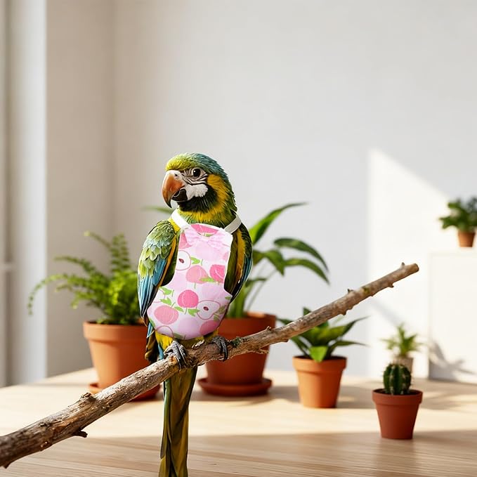 4 Pcs Bird Diaper, Cute Pet Bird Diaper, Parrot Nappy Reusable Flight Suit with Waterproof Inner Birds Diapers for Parakeet Cockatiel Mini Macaw Budgie Canary