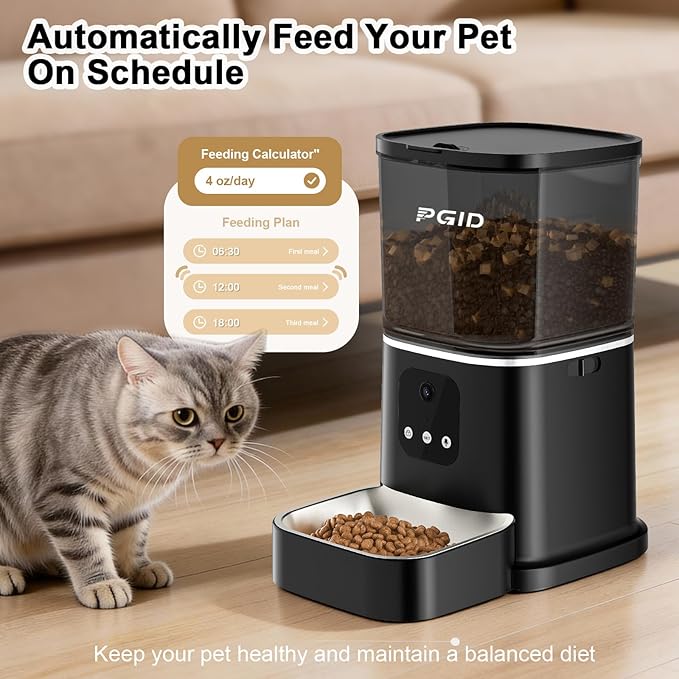 Automatic Cat Feeder, 2.4G WiFi Automatic Dog Food Dispenser,Auto Dog Feeder with APP Control, 5L Timed Auto Cats Food Dispenser w 2-Way Audio for Multiple Pe