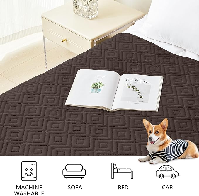 hyha Waterproof Dog Blanket, Soft Pet Bed Blankets, Waterproof Sofa Couch Cover for Dogs Washable, Reversible Pet Couch Covers for Sofa Furniture (40x50 Inch, Chocolate/Dark Grey)