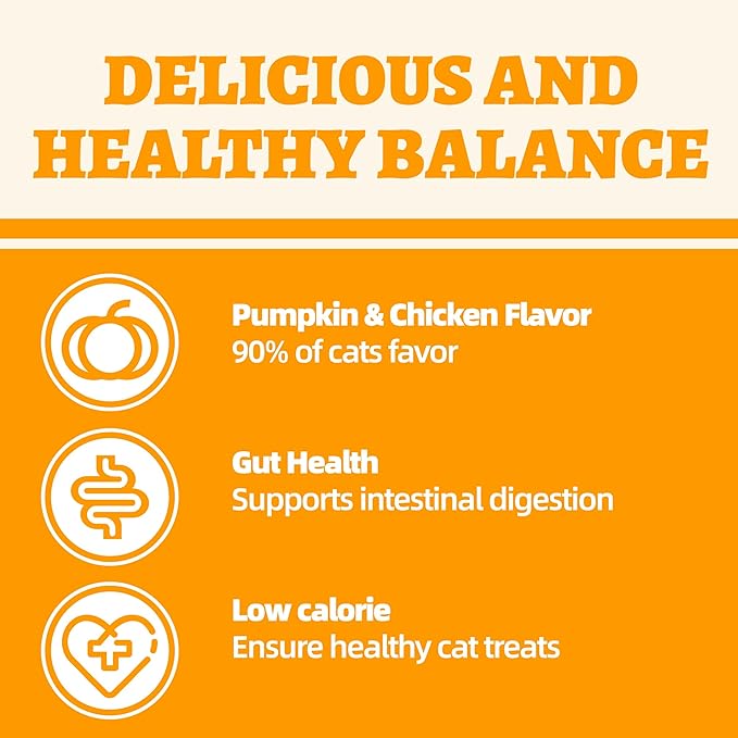 Wellix 13.05oz Healthy Cat Treats Pumpkin Flavor - Chicken Formula Stomach Sensitive Kitten Snacks for Digestive Support - Cat Constipation Relief Low Calorie Food Topper for Cats