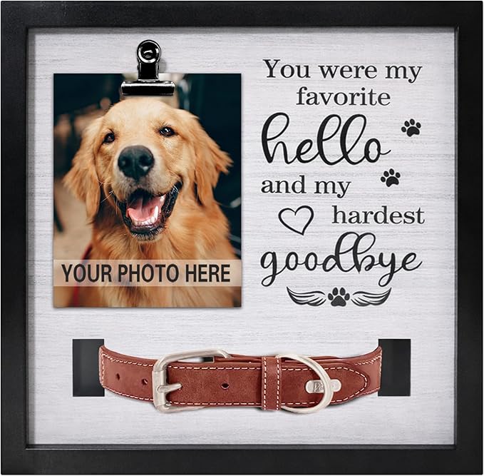 Dog Memorial Gifts for Loss of Dog, Loss of Dog Sympathy Gift Pet Loss Sympathy Frame Box with Collar Holder, Pet Cat Remembrance Bereavement Gift