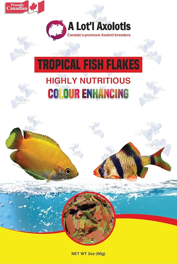 A Lot'l Axolotls Tropical Fish Flakes - Colour Enhancing - High Protein - Staple Food - 60g / 2 Oz
