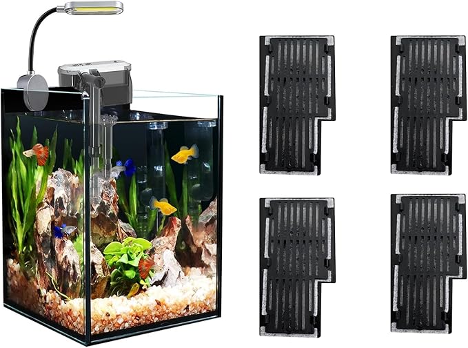 1.5 Gallon Fish Tank Starter Kits and 4pcs Replacement Filter Pad