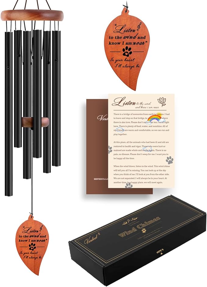 Pet Loss Gifts, 28'' Dog Memorial Wind Chimes, Loss of Dog Sympathy Gift, Pet Loss Passing Away Remembrance Bereavement Gift