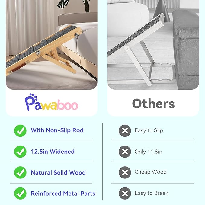 2026 Upgraded Dog Ramp for Couch, Foldable Small Dog Ramp for Sofa, 4 Adjustable Height from 13'' to 21", Portable Stable Pet Steps with Non-Slip Pad, Pet Ramps Use for Sofa Couch Stairs