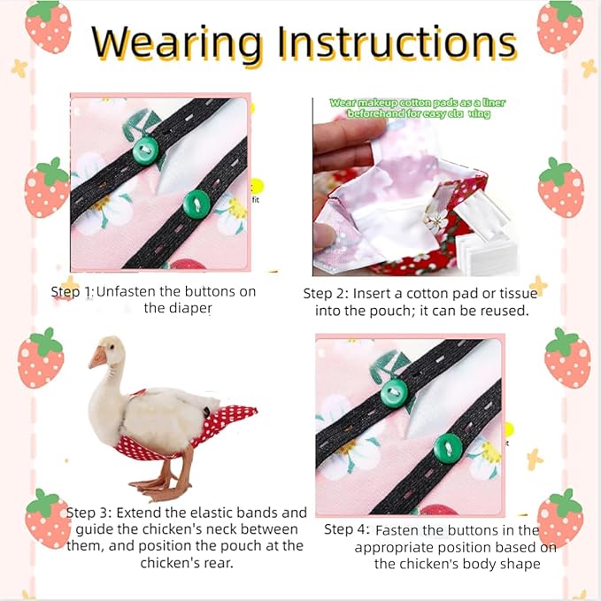 MANON ROSA Chicken Diapers Bantam Hens - Reusable 4-Piece Set with Bow Ties Poultry Nappies Washable Waterproof for Geese Pet Ducks Silkie(4D L)