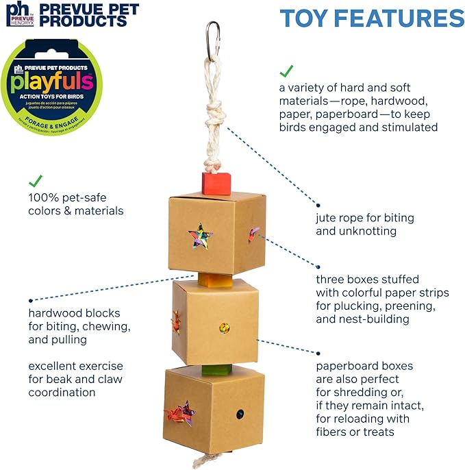 Prevue Pet Products 3-Box Stuff & Hide - Playfuls Forage & Engage Bird Toy 60246