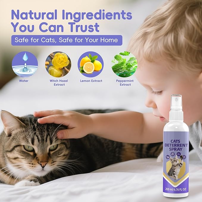 Cat Deterrent Spray - Effective Repellent Spray for Furniture Protection, Safe Natural Indoor & Outdoor Training Aid to Stop Scratching & Urine Marking (200 ML)