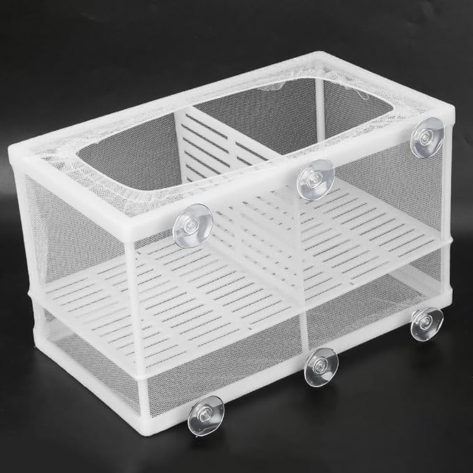 Aquarium Breeder Box with Suction Cups Partition Design Detachable Isolation Hatchery for Fish Fry Tank Breeding(L (with Partition))