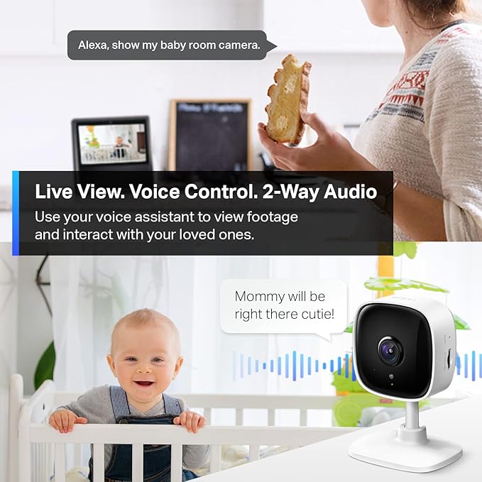Tapo 2K Indoor Wired Security Camera - Works as a Baby Monitor & Pet Camera, Person/Motion/Baby Cry Detection, 2-Way Audio, Siren, Subscription-Free Local Storage or Optional Cloud, C110P4 (4-Pack)