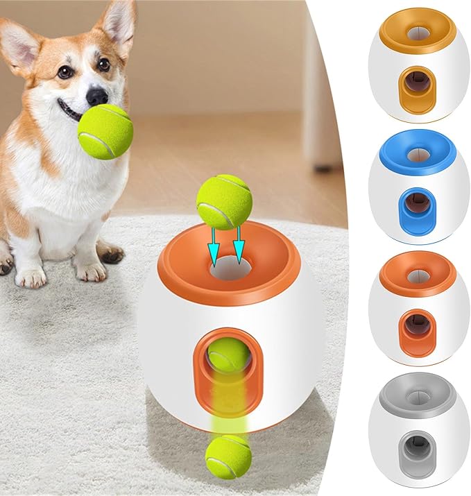 Automatic Ball Launcher for Dogs, Large Silent Dog Ball Thrower with Remote Control, 3 Adjustable Throwing Distances, Rechargeable, Durable, Indoor/Outdoor Use (Grey)