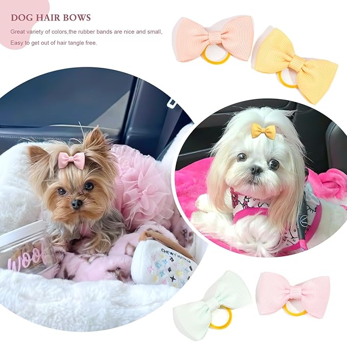 Yxiang Puppy Dog Small Hair Bows with Rubber Bands 40PCS Dog Bows Pet Grooming Hair Accessories for Yorkie Doggies Girl Puppy