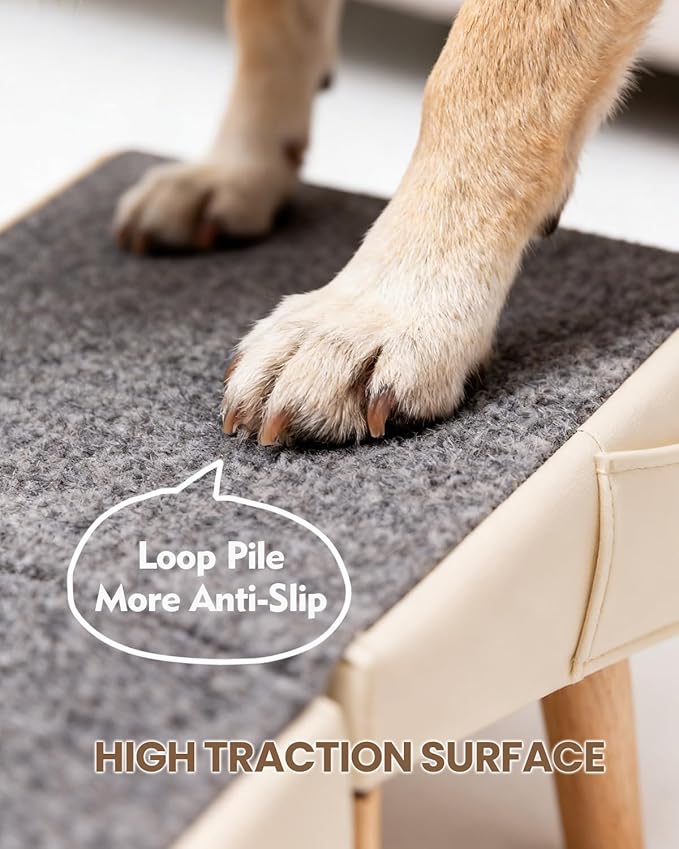 Dog Ramp for Couch & Bed, 2-in-1 Dog Stairs for Small and Medium Dogs & Cats, 16'' Indoor Pet Ramp with 23°Gentle Slope, Non-Slip Felt, Joint Protection for Senior & Injured Pets, Sturdy Ottoman-Style