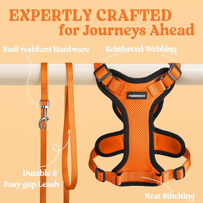 rabbitgoo Cat Harness and Leash for Walking, Escape Proof Soft Adjustable Vest Harnesses for Cats, Easy Control Breathable Reflective Strips Jacket, Orange, XXS