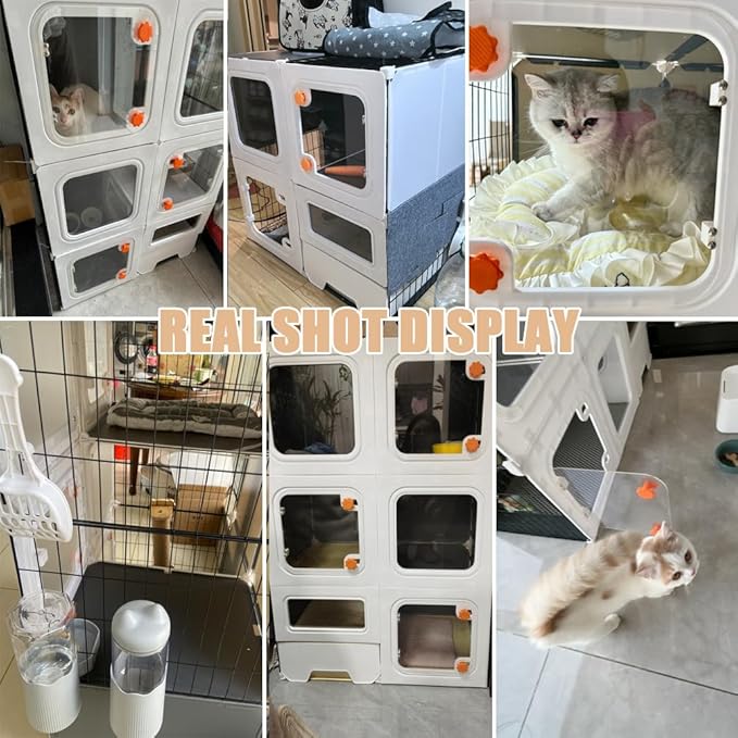 Cat Cage Cat Enclosure with Litter Box, Cat Playpen Detachable Metal, Cat Cage Indoor and Outdoor, Ferret Cage, Rabbit Cage