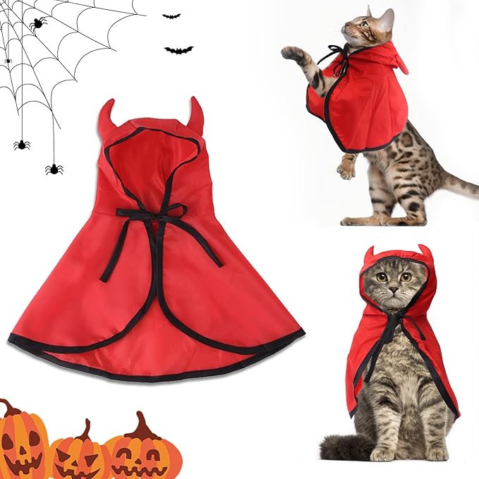 Halloween Pet Costumes Halloween Vampire Costume Cape Accessories Red Cat Wizard Cloak Puppy Witch Collar Cape Halloween Cosplay Clothes Apparel for Cats Small Dogs