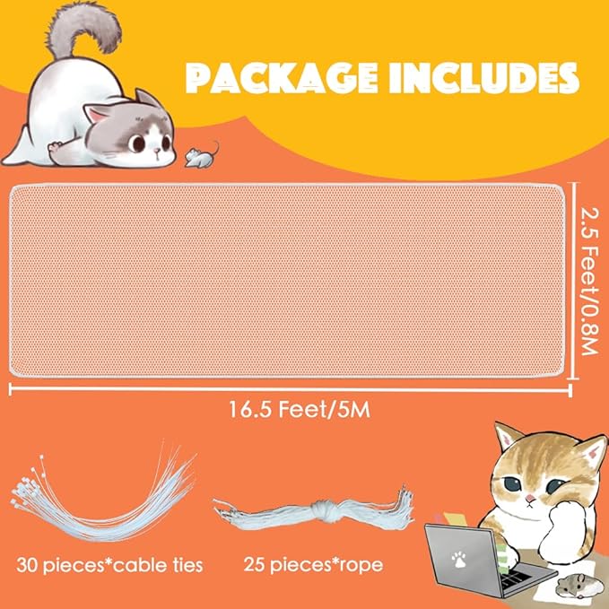 TTEDOYE Cat Balcony Rail Net Cat Anti-Fall Netting Pet Balcony Mesh Fence Net Child Safety Screen Protection Crib Mesh for Pets
