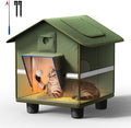 Heated Outdoor Cat House for Outside with Cat Toys and Roof Window Feral Stray Shelter Weatherproof in Garage Yard Porch (with Dual Camera Ports)