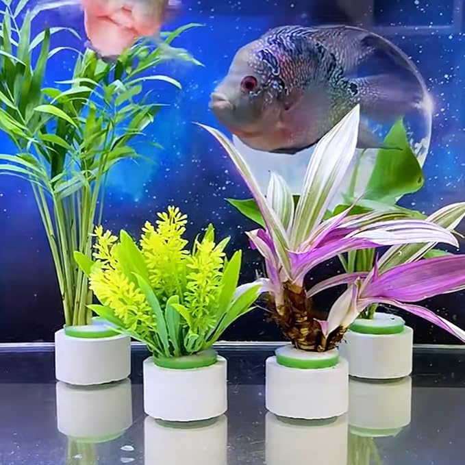 12 Pack Aquarium Plant Weights, Aquatic Plants Fixed Ring Set, Anti-Floating Ceramic Aquarium Plant Rings, Aquarium Landscape Decoration Fish Tank Accessories 1.8 x 1.3 Inch